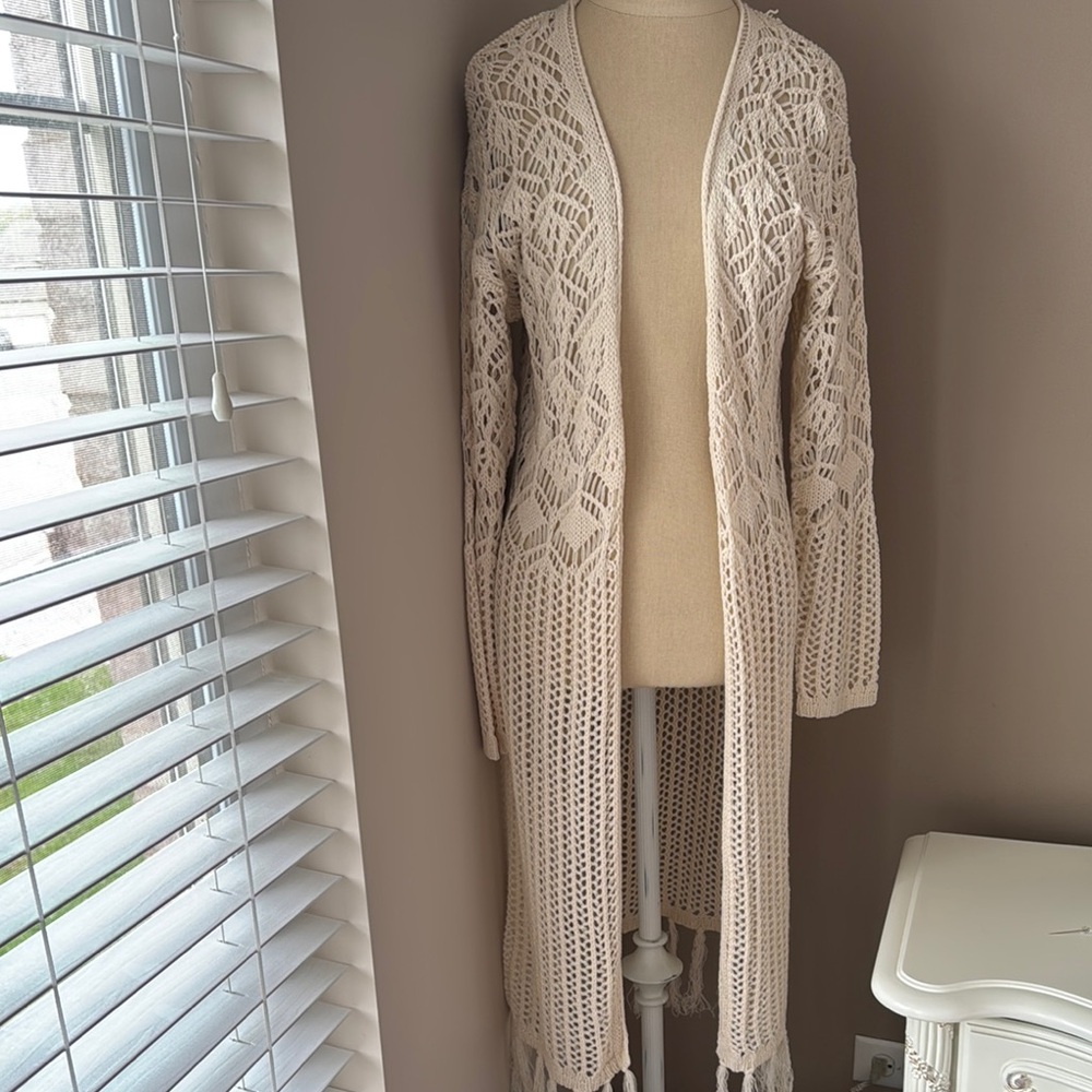 Elegant Cream Open-Front Sweater